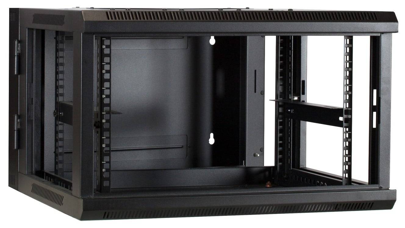 6 HE Serverschrank, wendbares Wandgehäuse mit Glastür (BxTxH) 600 x 600 x 368mm-3