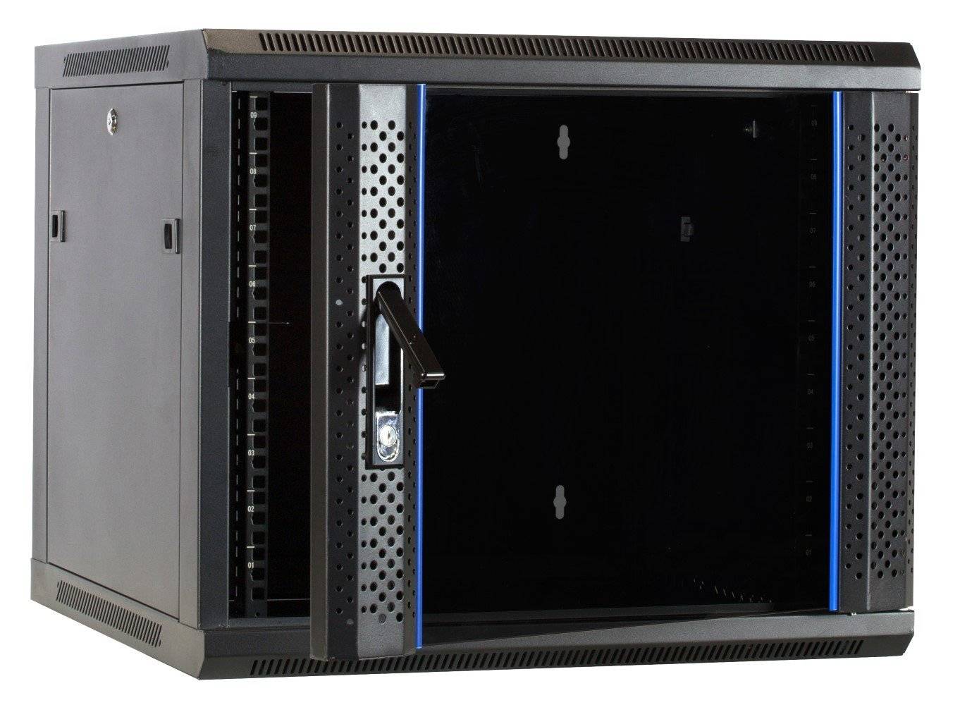 9 HE Serverschrank, 19” Wandgehäuse mit Glastür (BxTxH) 600 x 600 x 501mm-1