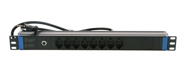 19" Schweizer Steckdosenleiste Surge Protection Overload - 8-fach