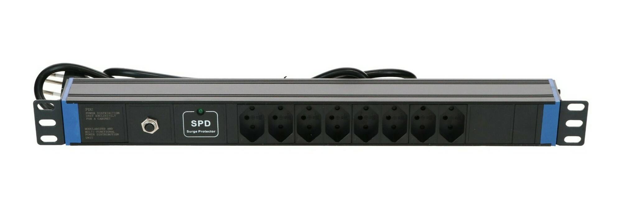 19" Schweizer Steckdosenleiste Surge Protection Overload - 8-fach-1