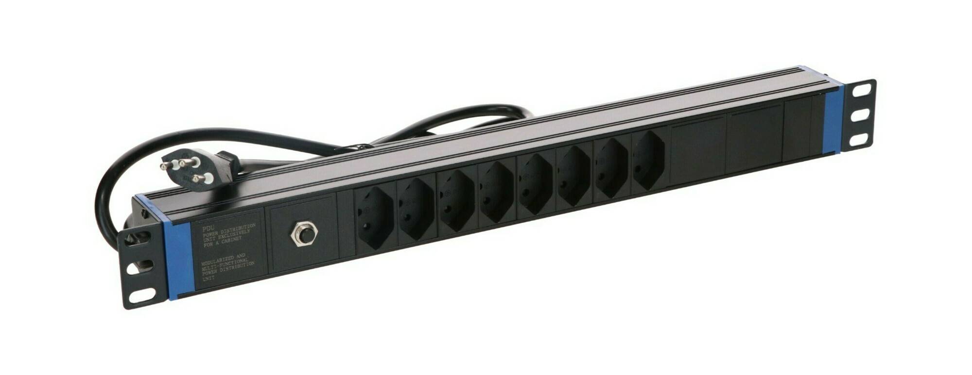19" Schweizer Steckdosenleiste Surge Protection Overload - 8-fach-4