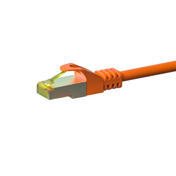 RJ45 Netzwerkkabel S/FTP (PiMF), mit CAT 7 Rohkabel, Orange, 1m