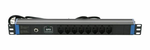 19" Schweizer Steckdosenleiste Surge Protection Device - 8-fach