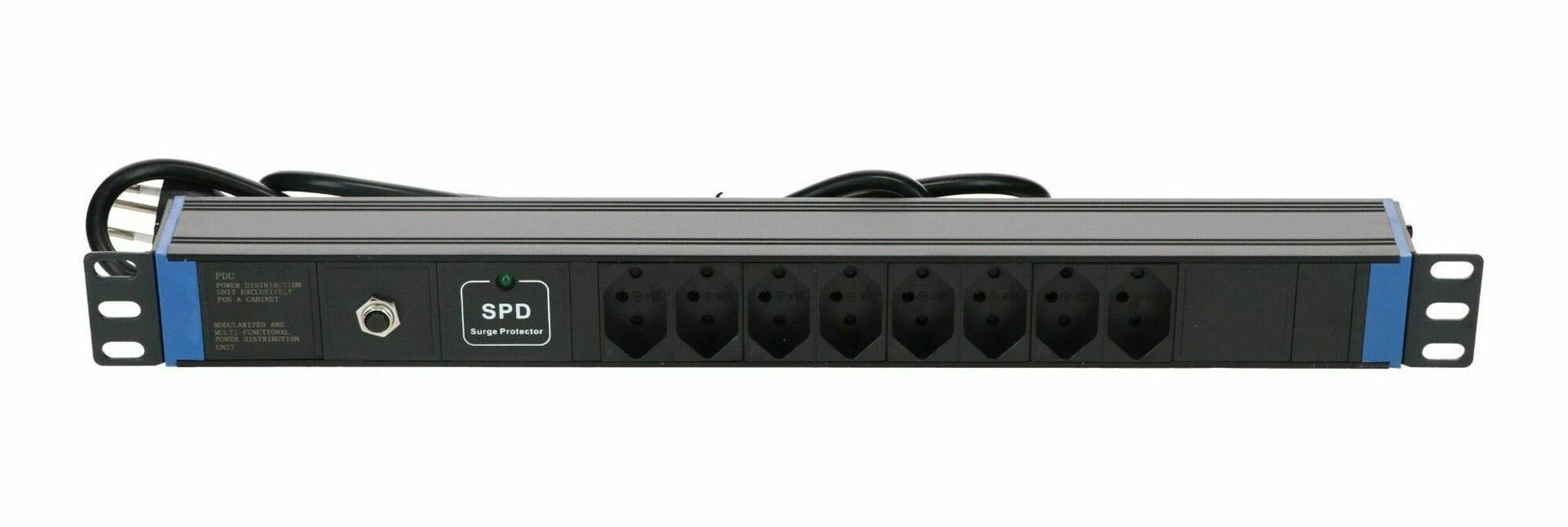 19" Schweizer Steckdosenleiste Surge Protection Device - 8-fach-0