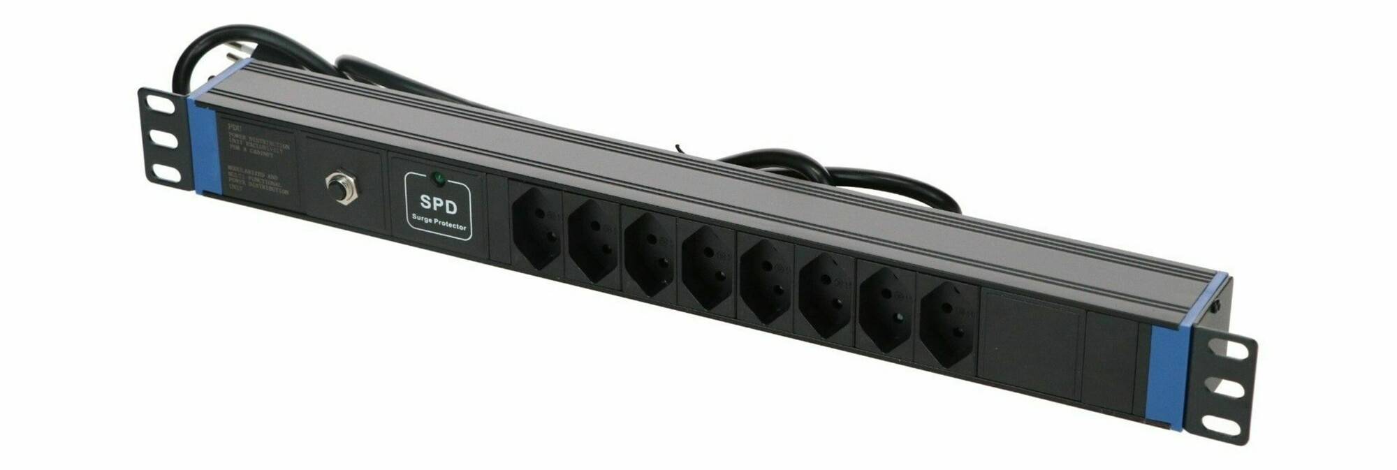19" Schweizer Steckdosenleiste Surge Protection Device - 8-fach-4