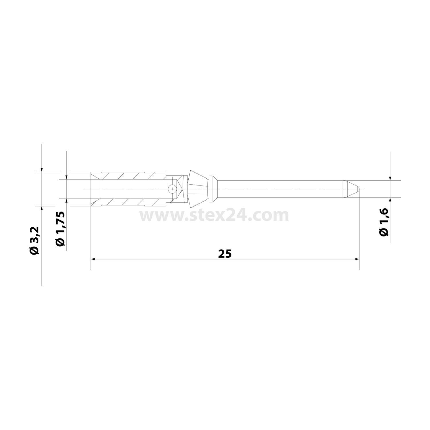 HARTING D-Crimpkontakt Kontaktstift (M) 1,5mm² AWG16 silber, 1 Stück Werkstoff Kupferlegierung - 1 Stück-2