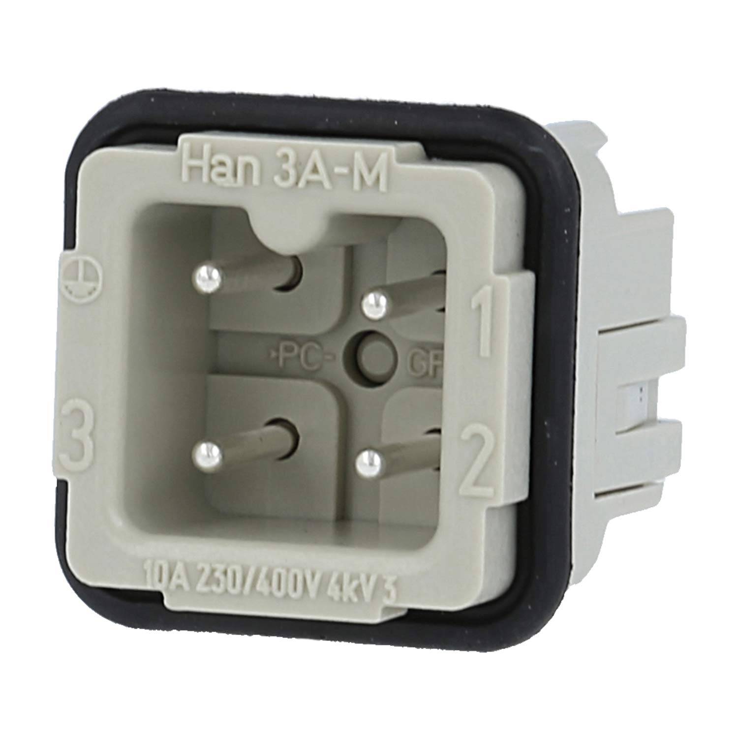 HARTING Han 3A Stifteinsatz (M) Schraubanschluss, 3-polig+PE 230V/400V, 10A - 1 Stück-0