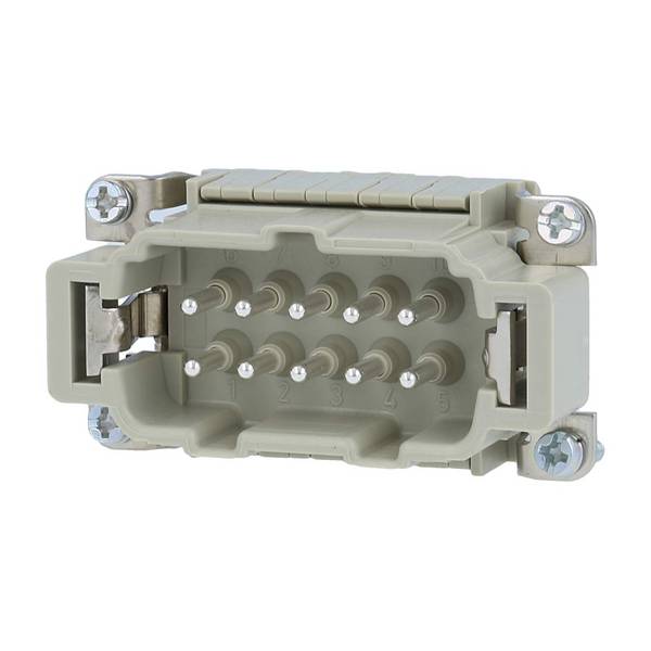 HARTING Han 10ESS Stifteinsatz (M) Doppel-Käfigzugfederanschluss, 10-polig+PE 500V, 16A - 1 Stück