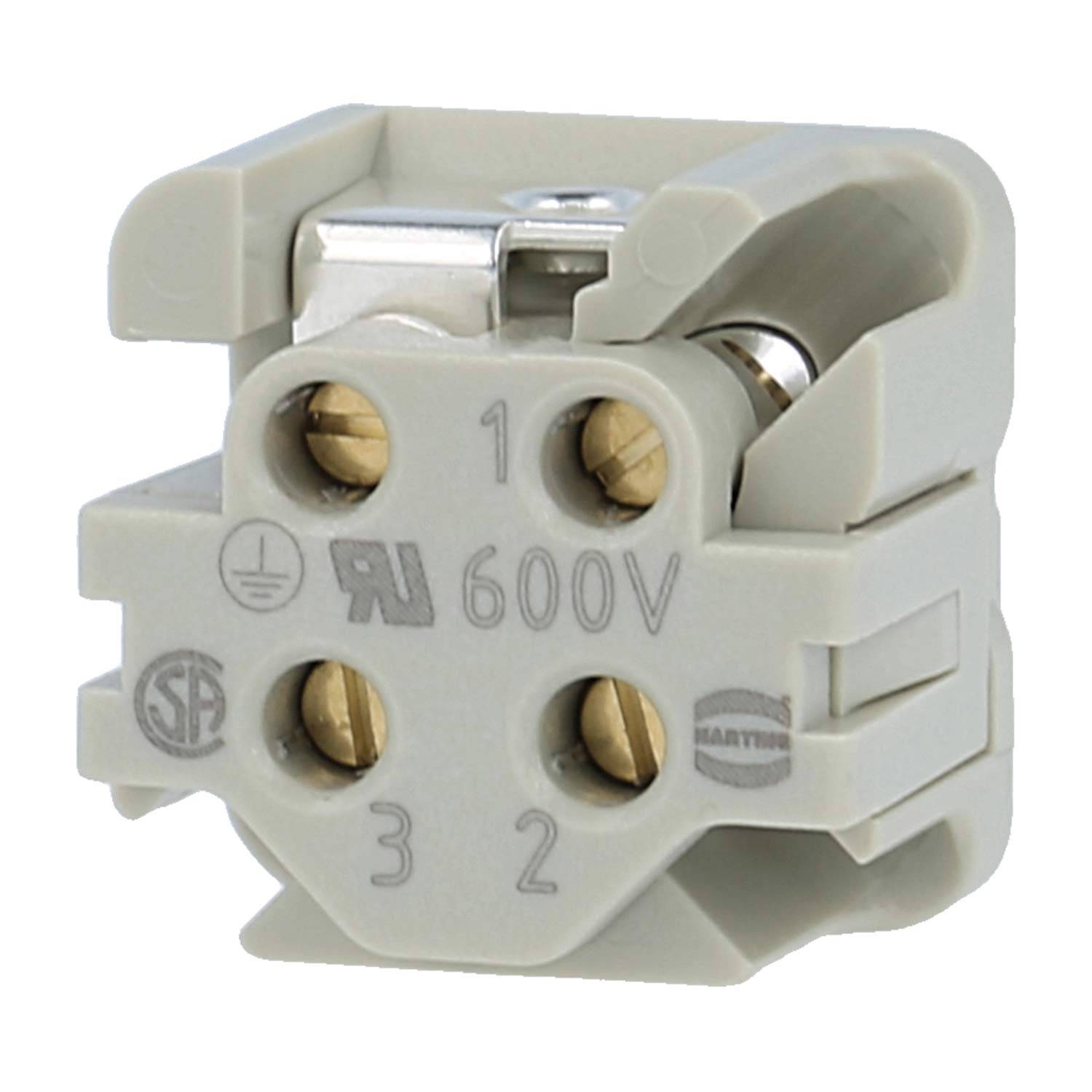 HARTING Han 3A Buchseneinsatz (F) Schraubanschluss, 3-polig+PE 230V/400V, 10A - 1 Stück-3