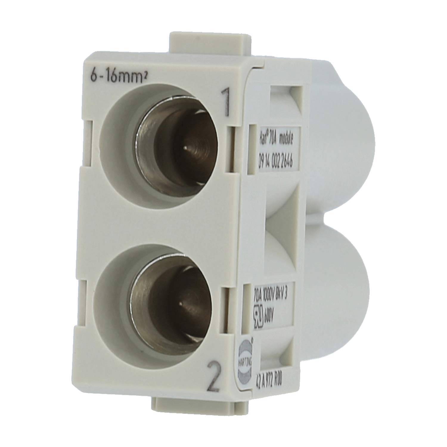 HARTING Han 70 Ampere Modul Stifteinsatz (M) Axialschraubanschluss, 2-polig 1000V, 70A - 1 Stück-3