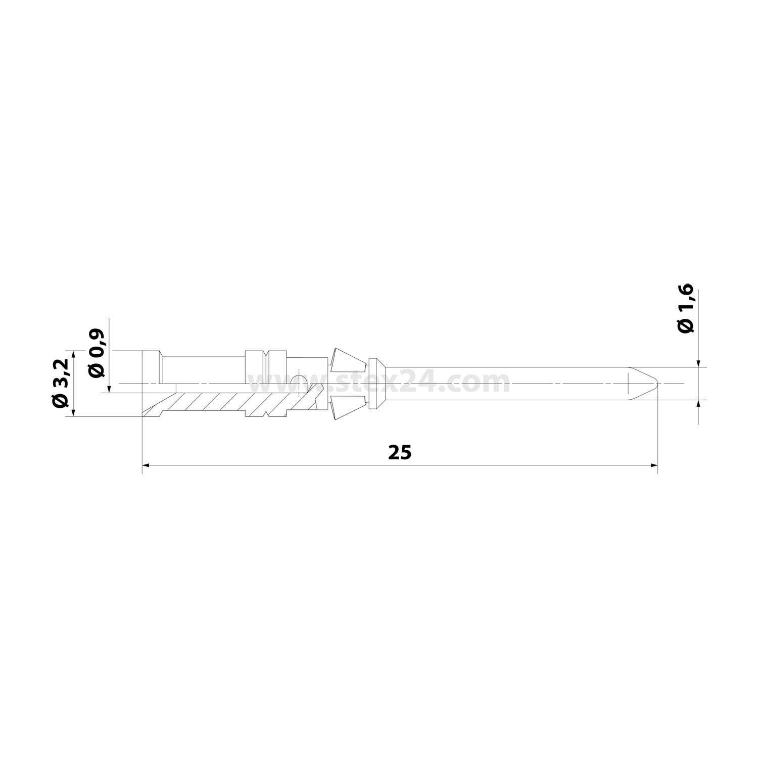 HARTING D-Crimpkontakt Kontaktstift (M) 0,14mm² - 0,37mm² AWG26 - AWG22 silber, 1 Stück Werkstoff Konstantan - 1 Stück-2