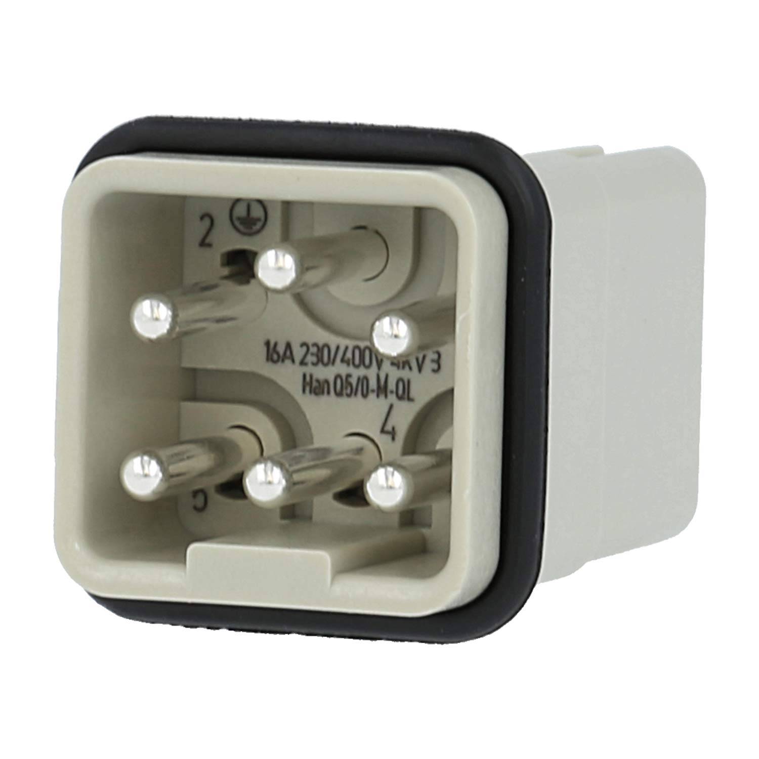 HARTING Han Q5/0 Stifteinsatz (M) Quick-Lock-Anschluss, 5-polig+PE 230V/400V, 16A - 1 Stück-0