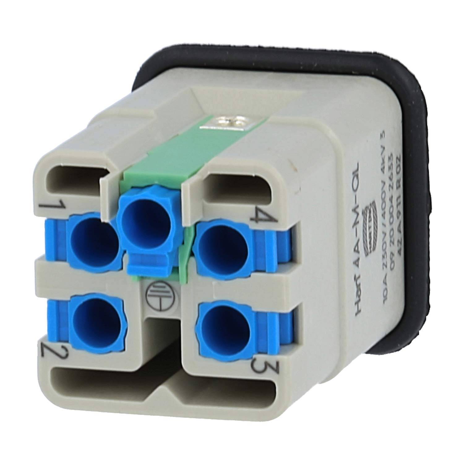 HARTING Han 4A Stifteinsatz (M) Quick-Lock-Anschluss, 4-polig+PE 230V/400V, 10A - 1 Stück-3