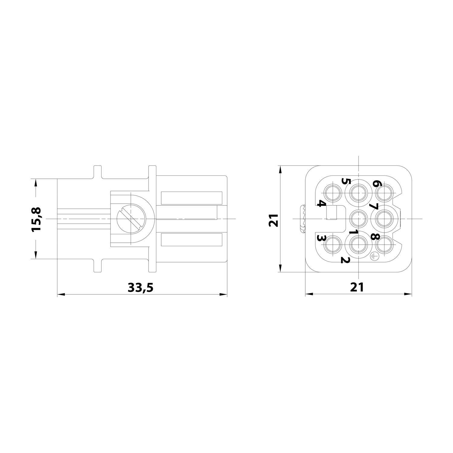 HARTING Han 8D Buchseneinsatz (F) Crimpanschluss, 8-polig AC 50V / DC 120V, 10A - 1 Stück-2