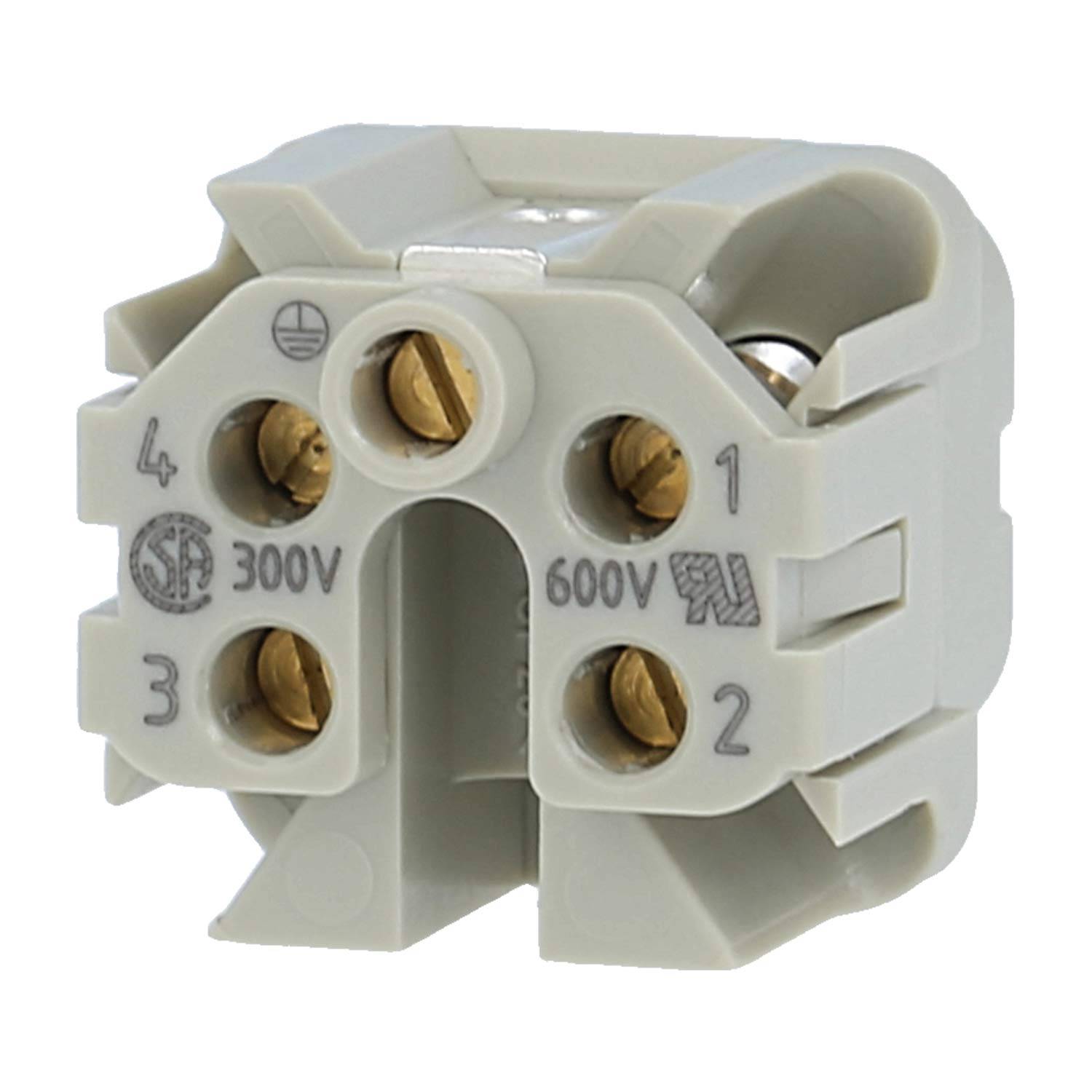 HARTING Han 4A Buchseneinsatz (F) Schraubanschluss, 4-polig+PE 230V/400V, 10A - 1 Stück-3