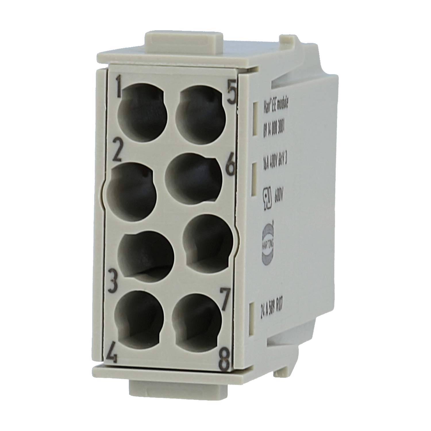 HARTING Han EE Modul Stifteinsatz (M) Crimpanschluss, 8-polig 400V, 16A - 1 Stück-3
