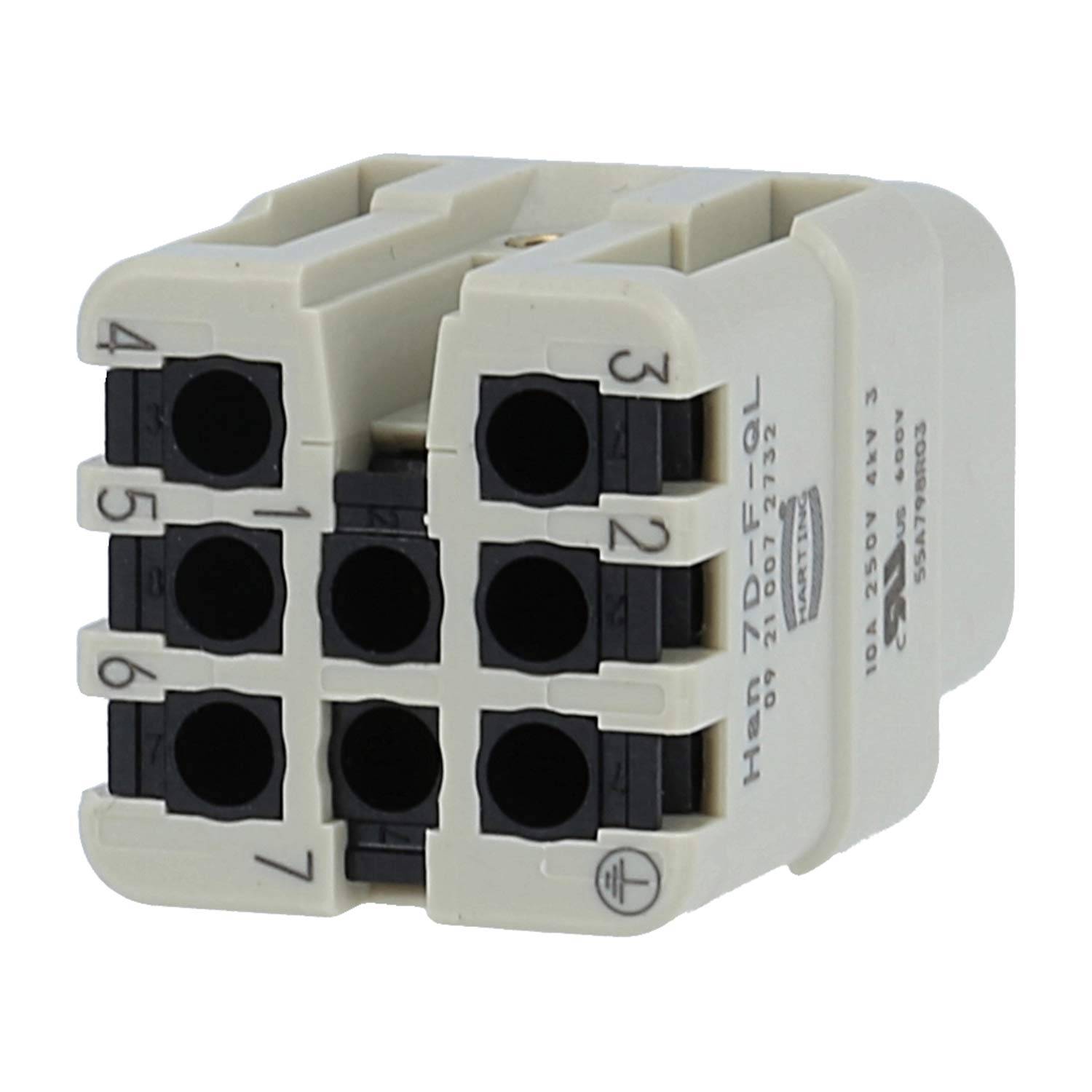 HARTING Han 7D Buchseneinsatz (F) Quick-Lock-Anschluss, 7-polig+PE 250V, 10A - 1 Stück-3