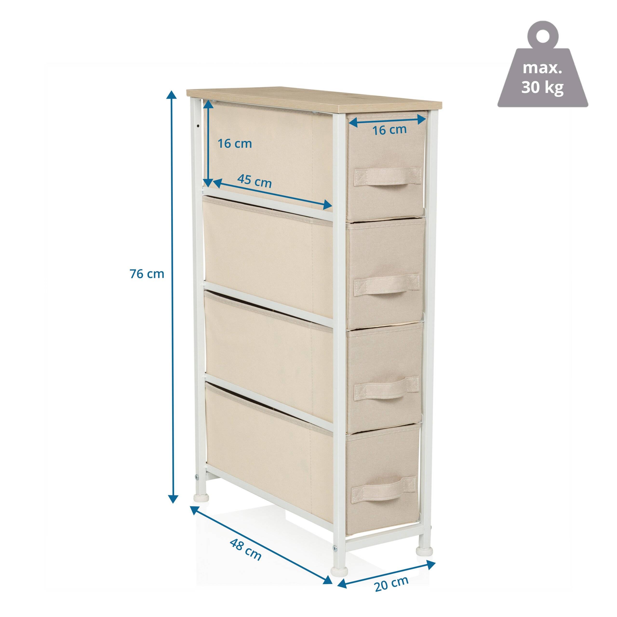 Regal FOLDRESS S 20x48x76cm 4 Fächer beige hjh LIVING-1