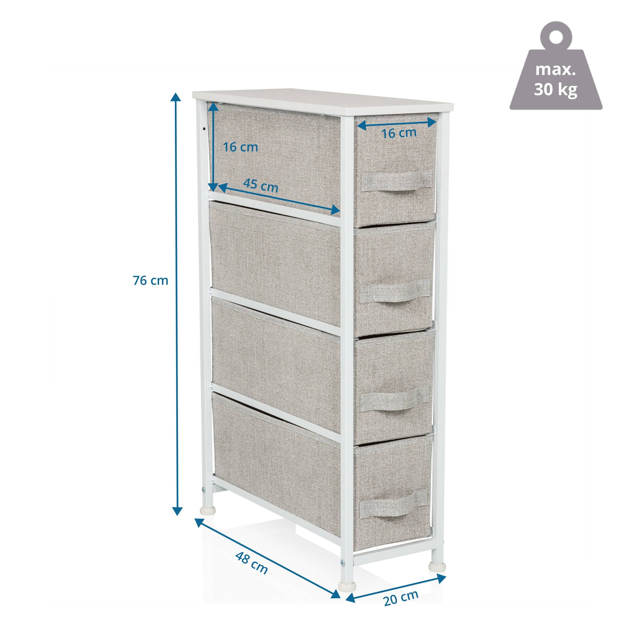 Regal FOLDRESS S 20x48x76cm 4 Fächer grau hjh LIVING-1