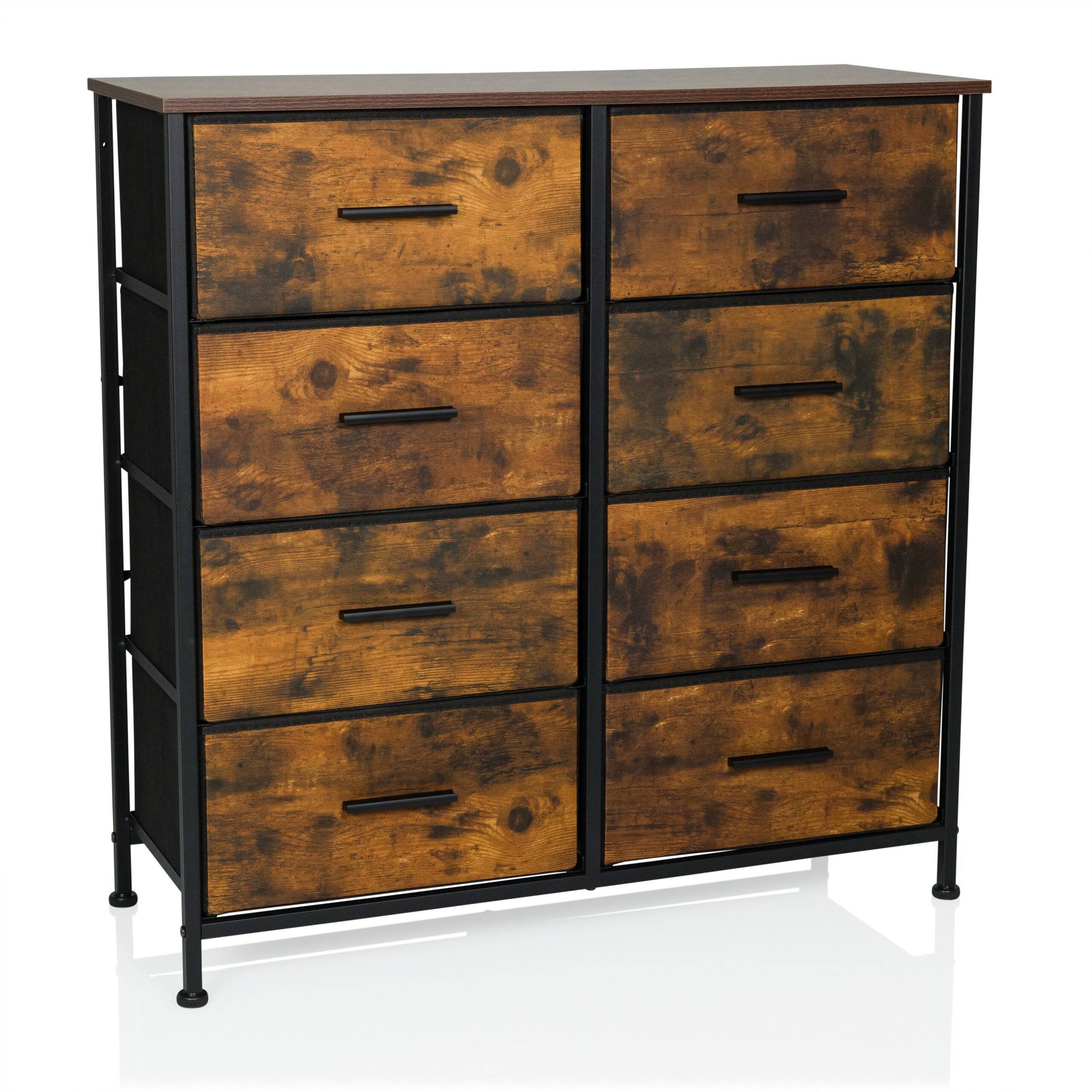 Kommode RAGALA LIGHT 80x30x82 cm 8 Schubladen räuchereiche hjh LIVING-0