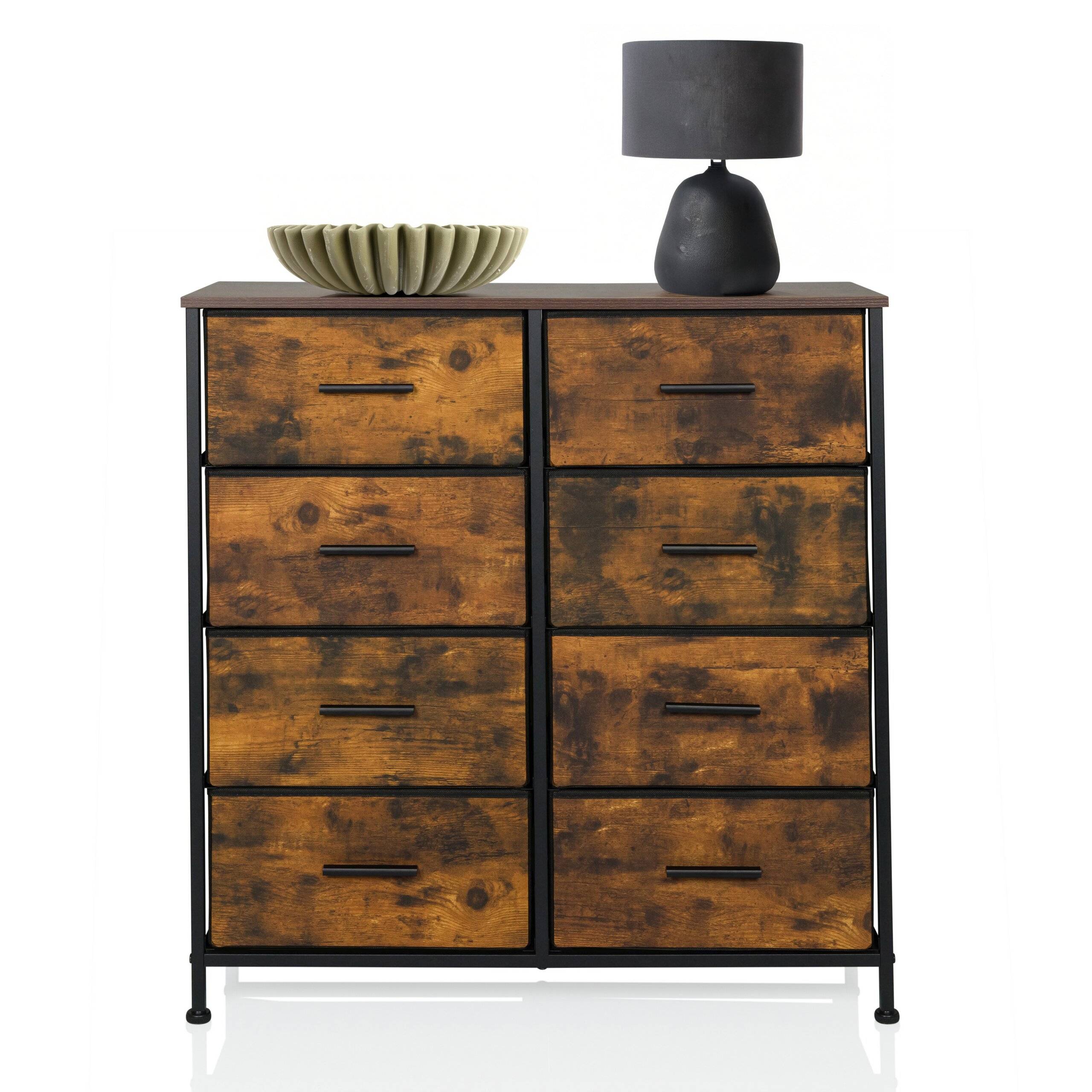 Kommode RAGALA LIGHT 80x30x82 cm 8 Schubladen räuchereiche hjh LIVING-2