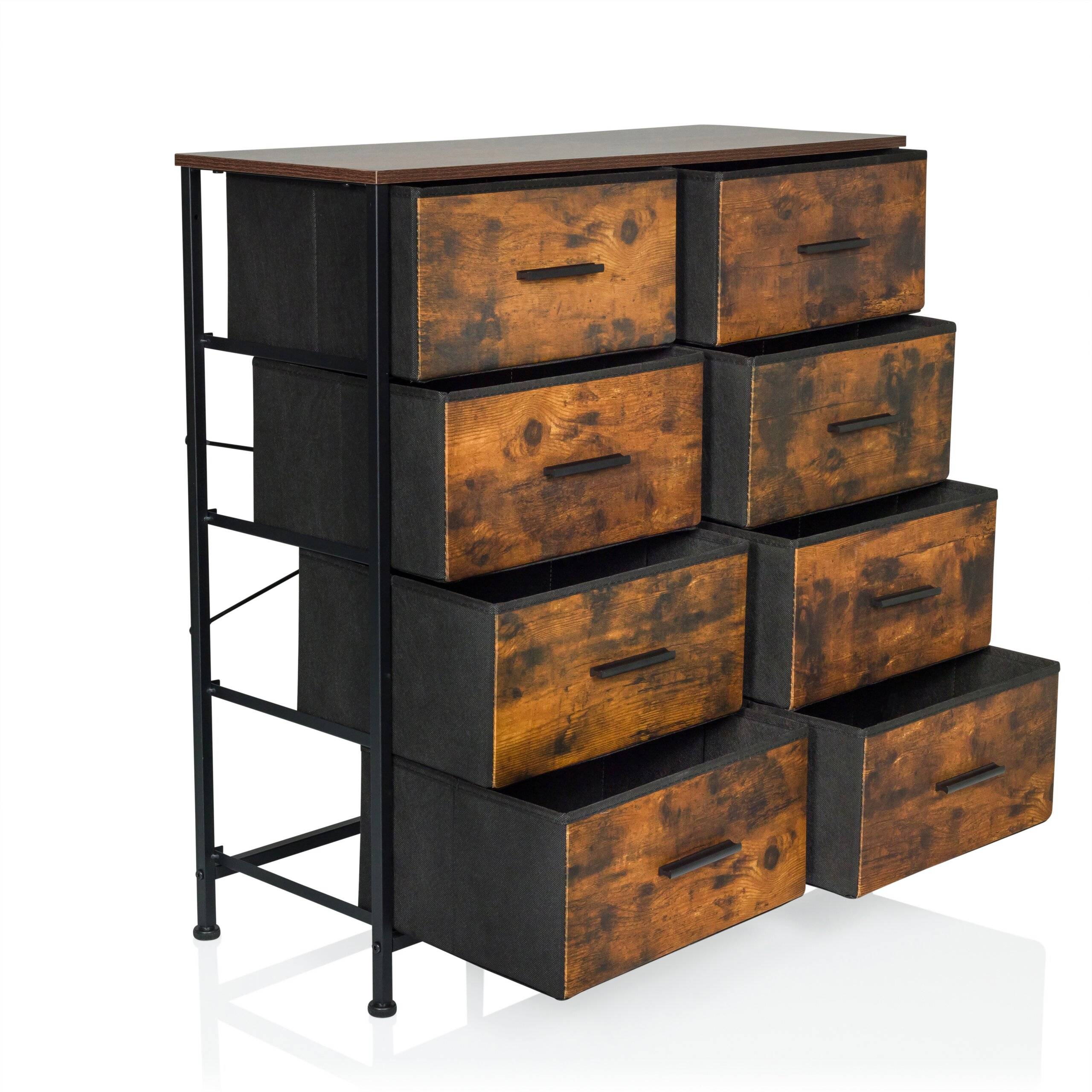 Kommode RAGALA LIGHT 80x30x82 cm 8 Schubladen räuchereiche hjh LIVING-3