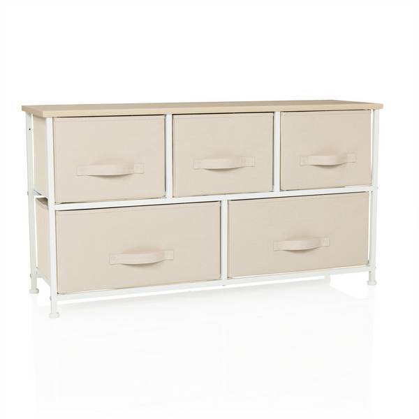 Kommode FOLDAR 100x30x55cm 5 Fächer beige hjh LIVING