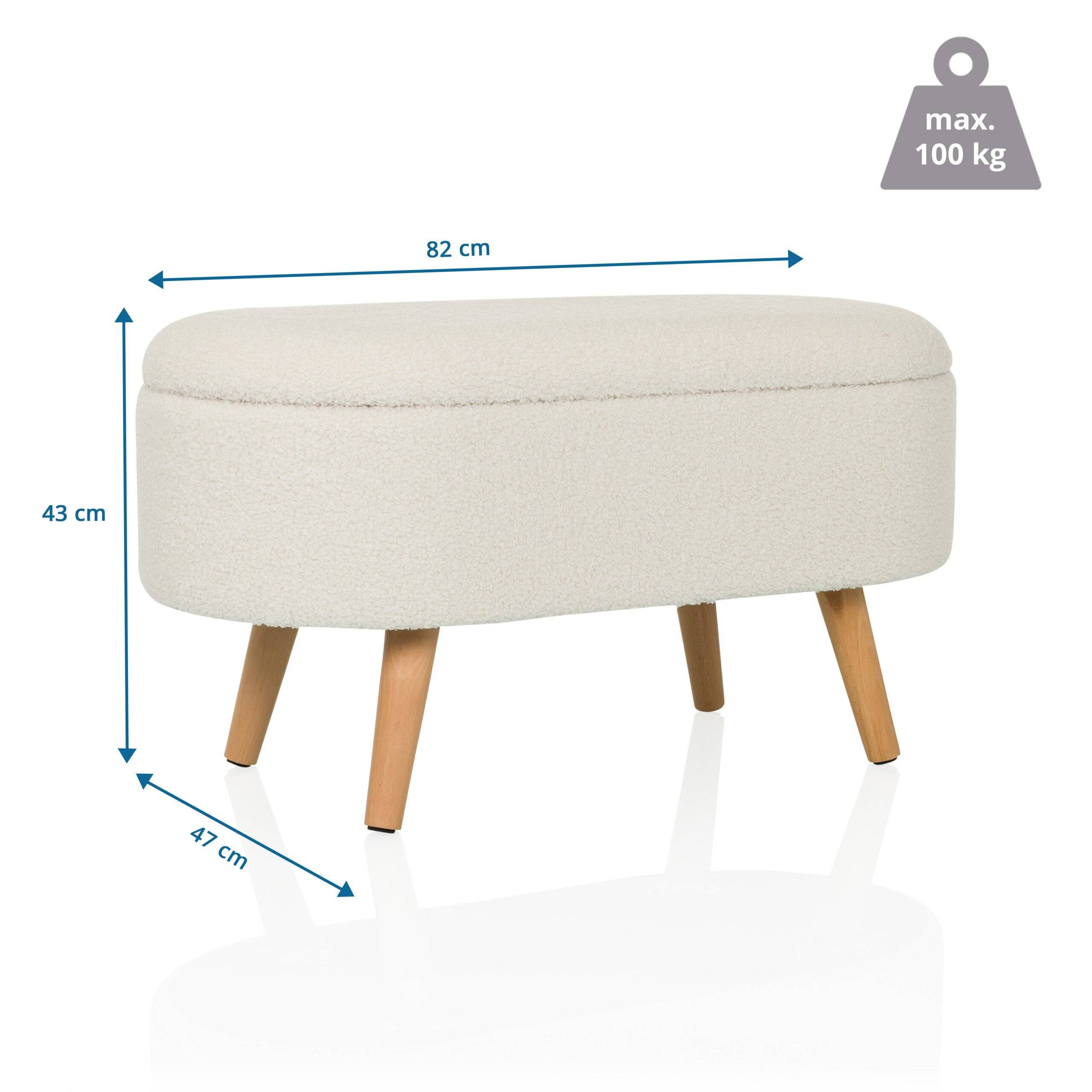 Polsterhocker STORIANO 82x41x44cm 1 Fach weiß hjh LIVING-1