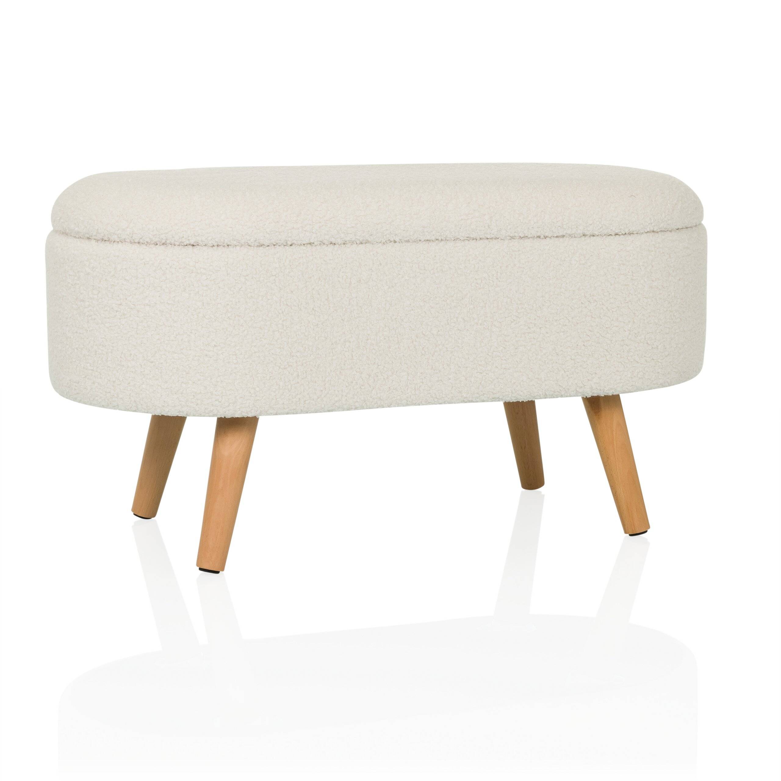 Polsterhocker STORIANO 82x41x44cm 1 Fach weiß hjh LIVING-0
