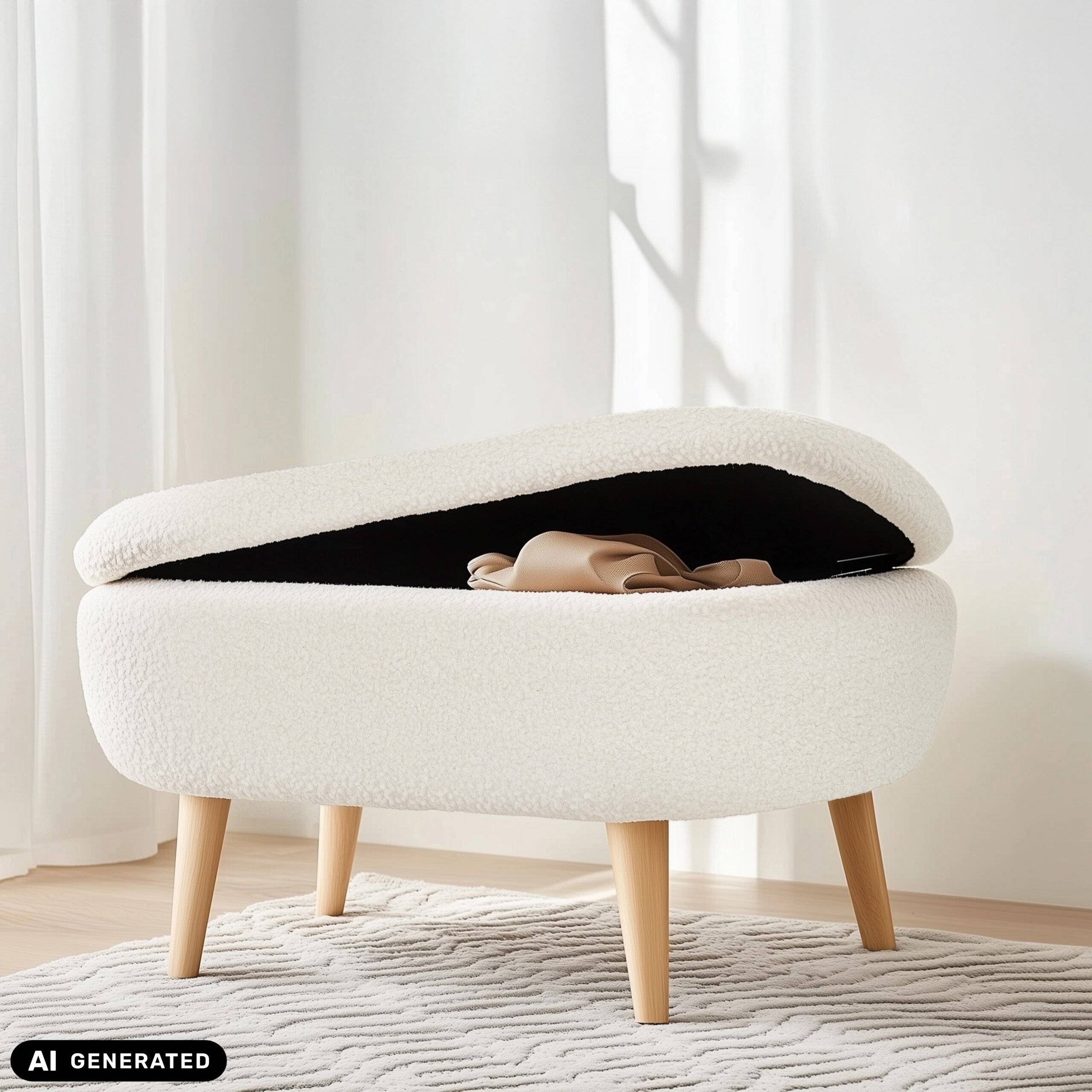 Polsterhocker STORIANO 82x41x44cm 1 Fach weiß hjh LIVING-3