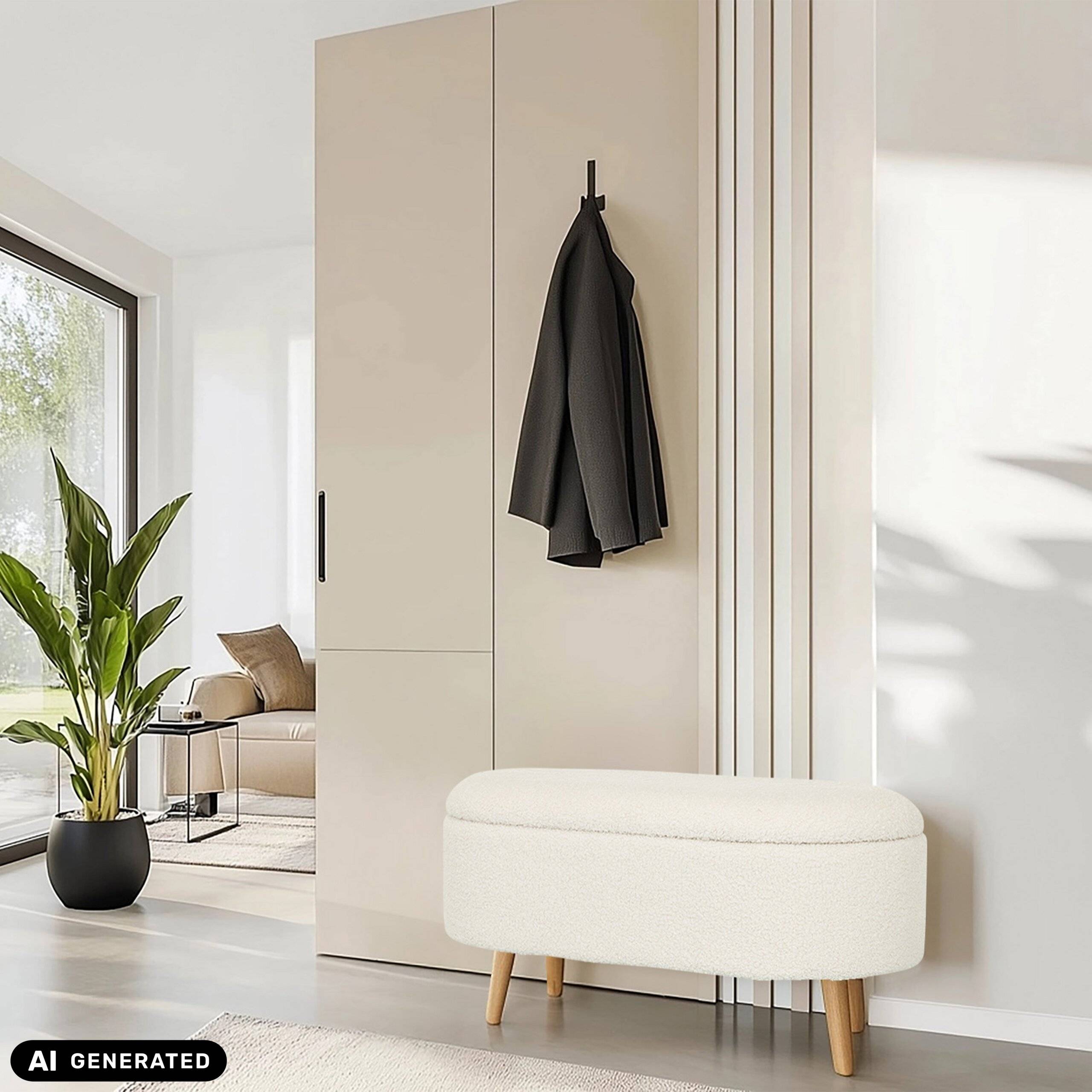 Polsterhocker STORIANO 82x41x44cm 1 Fach weiß hjh LIVING-4
