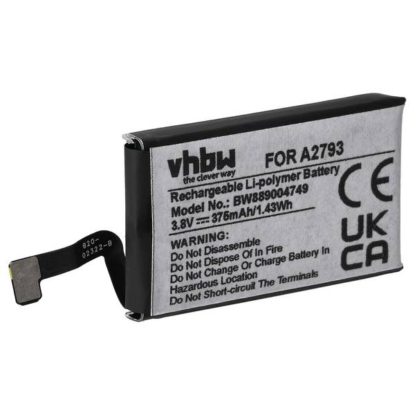 vhbw Akku kompatibel mit Apple AirPods 3 | Wireless Headset Kopfhörer (375 mAh, 3,8 V, Li-Polymer)