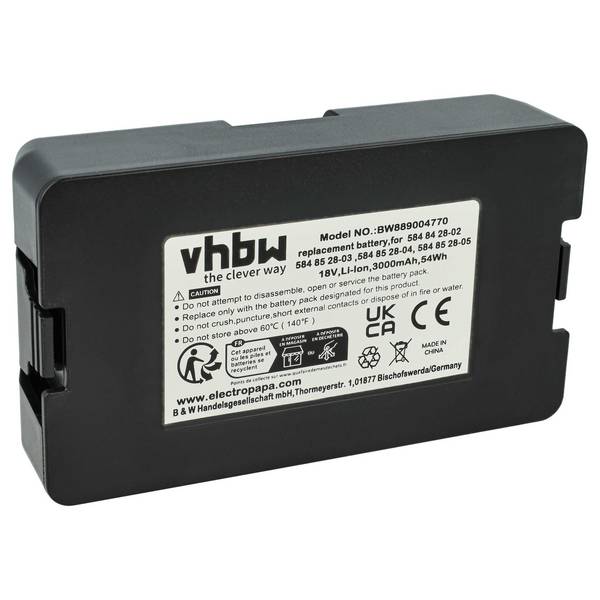 vhbw Akku Ersatz für McCulloch 5931141-04 | 5931141-05, 5931141-03, 5931141-06, 5931141-0X für Rasenroboter (3Ah, 18V