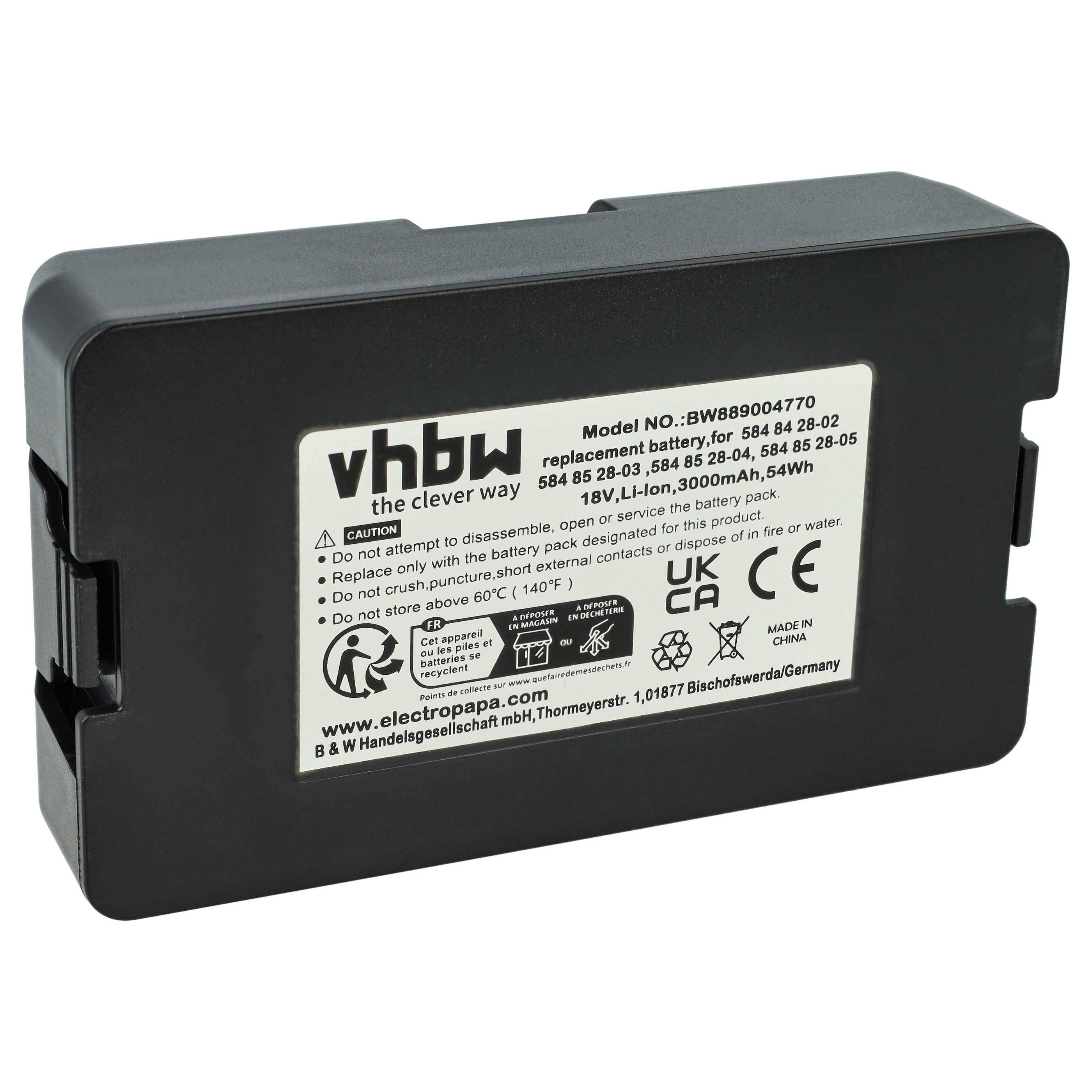 vhbw Akku Ersatz für McCulloch 590 81 01-03 | 5902142-04, 590 81 01-01, 590 81 01-02, 590 21 42-04 für Rasenroboter (3Ah-0