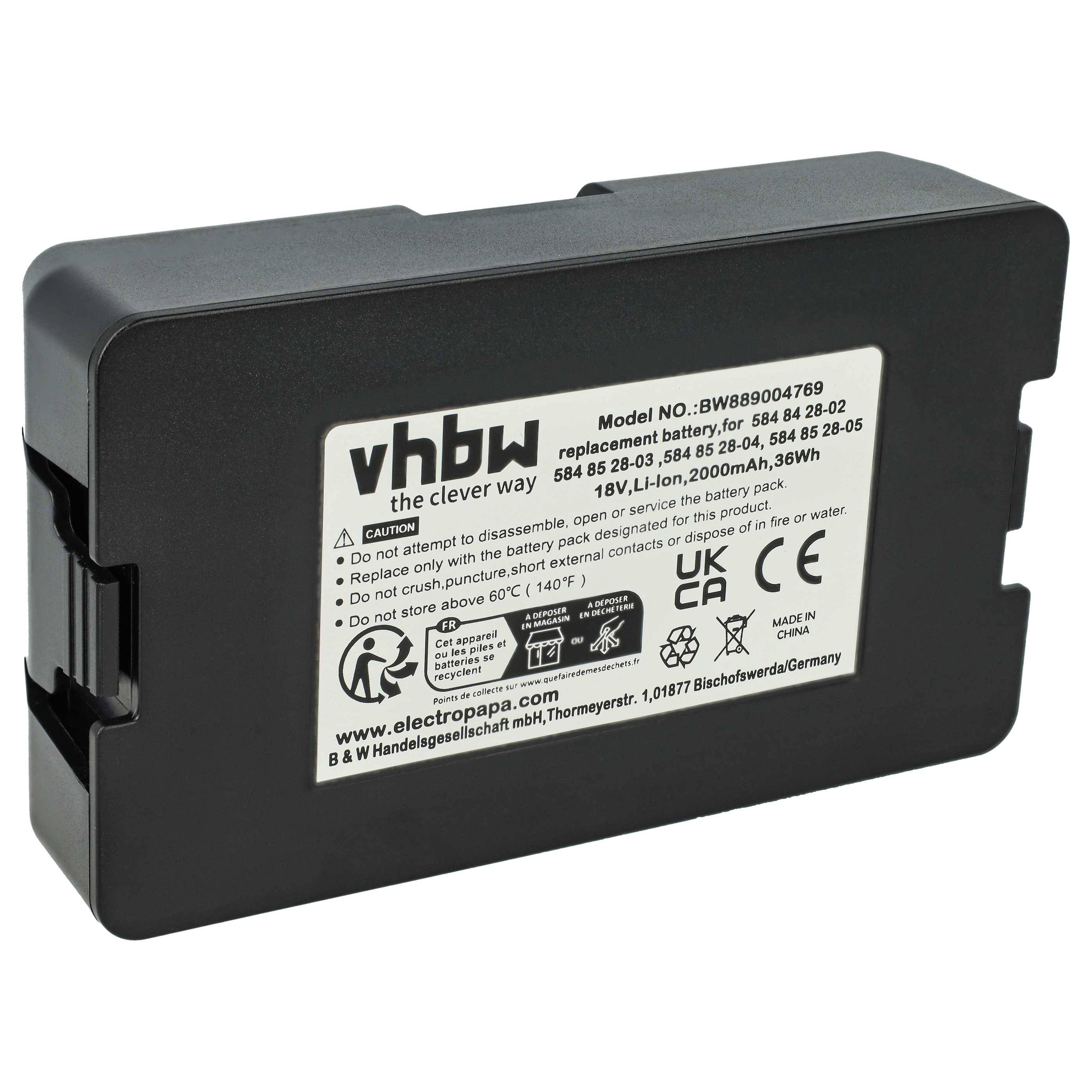 vhbw Akku Ersatz für Gardena 5902142-02 | 5902142-03, 584 85 28-05, 590 21 42-03, 590 21 42-02 für Rasenroboter (2Ah-0