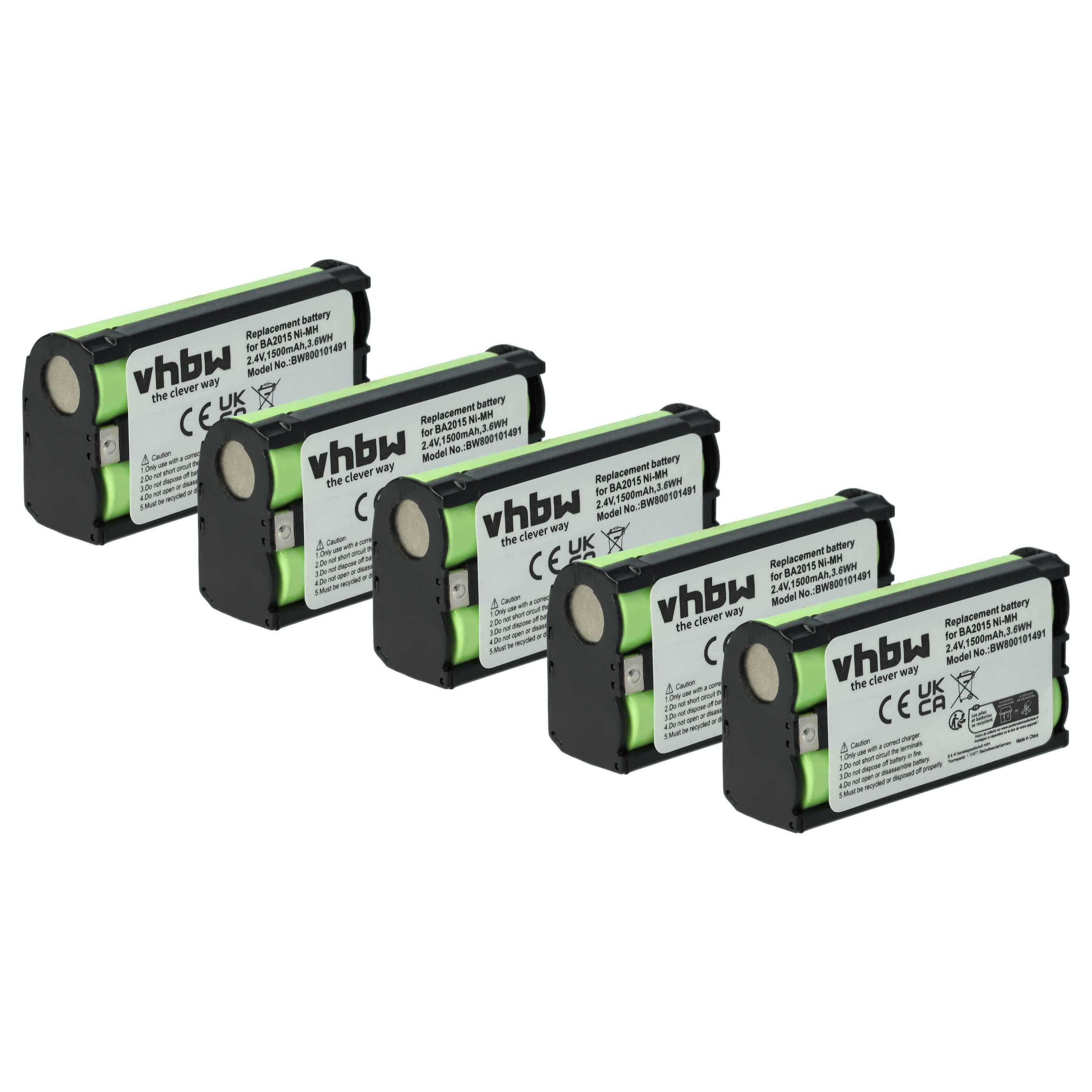 vhbw 5x Akku kompatibel mit Sennheiser SK 2000 | EW 572 G3, G2, SK 100 G3, SK 100 G4 Wireless Headset Kopfhörer (1500-0