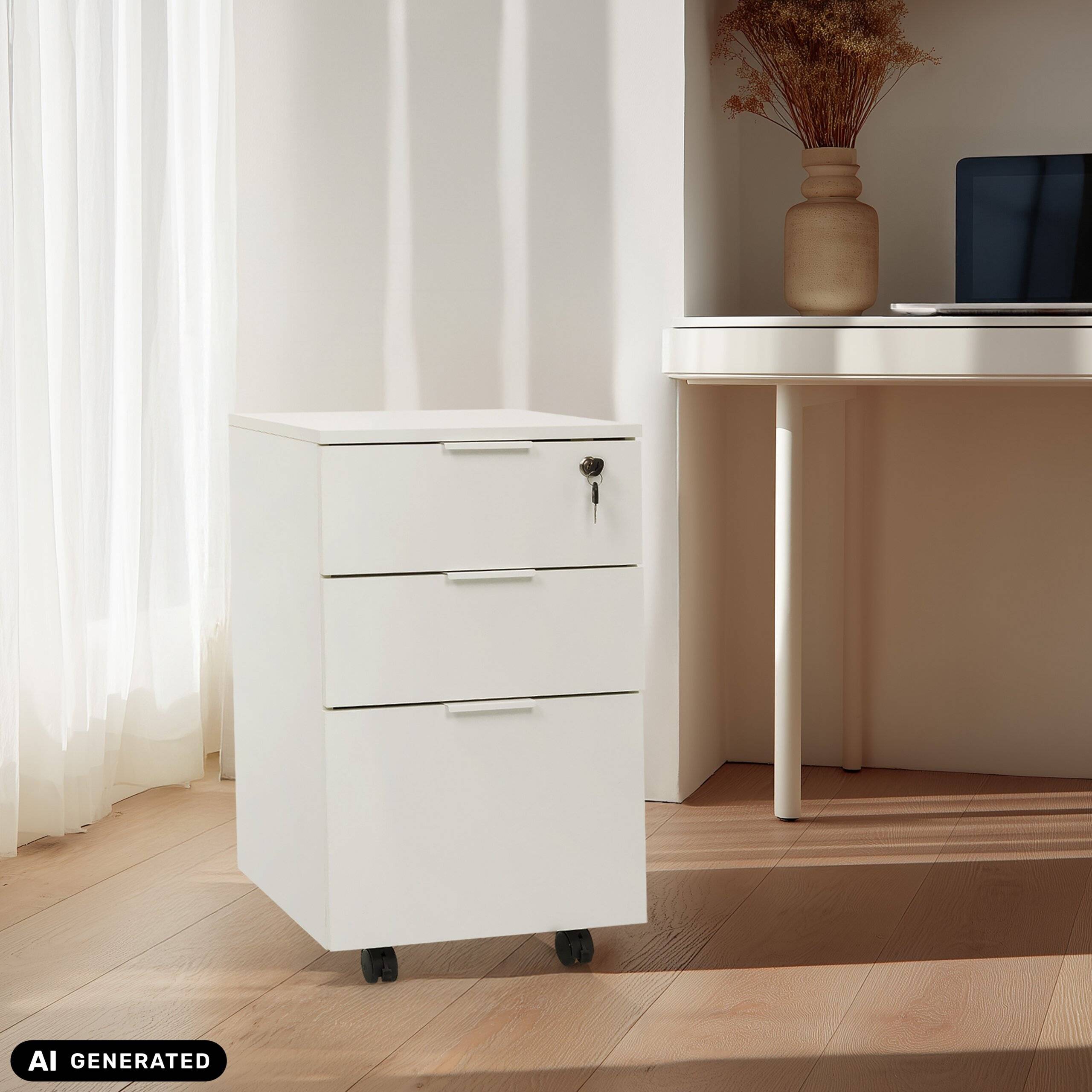 Rollcontainer Schreibtischcontainer DAVIK weiß hjh OFFICE-3