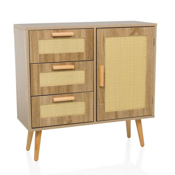 Sideboard Kommode STRYN 80x30x78 cm 3 Schubladen 1 Tür hellbraun hjh LIVING
