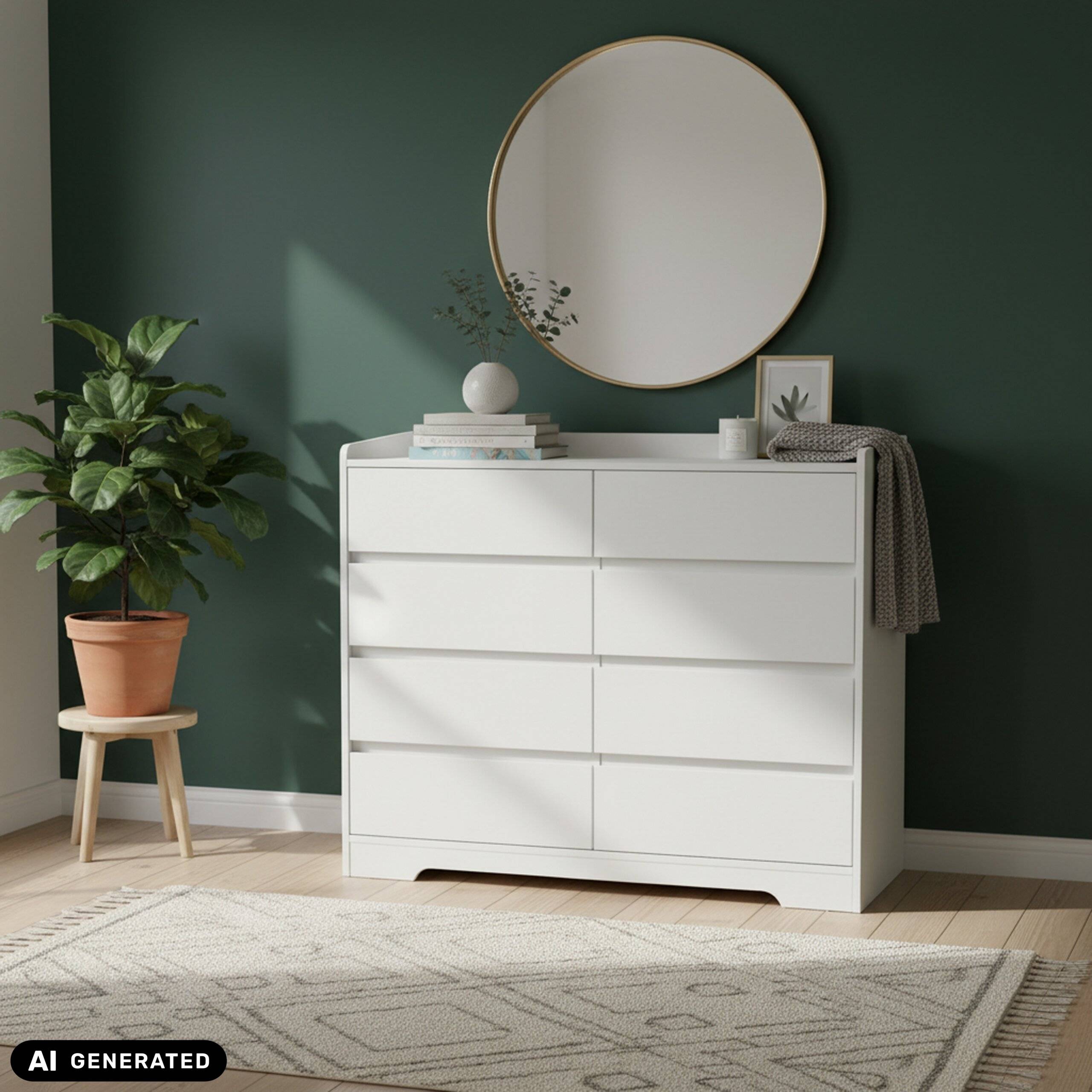 Sideboard Kommode OSOYRO 110x38x98 cm 8 Schubladen weiß hjh LIVING-4
