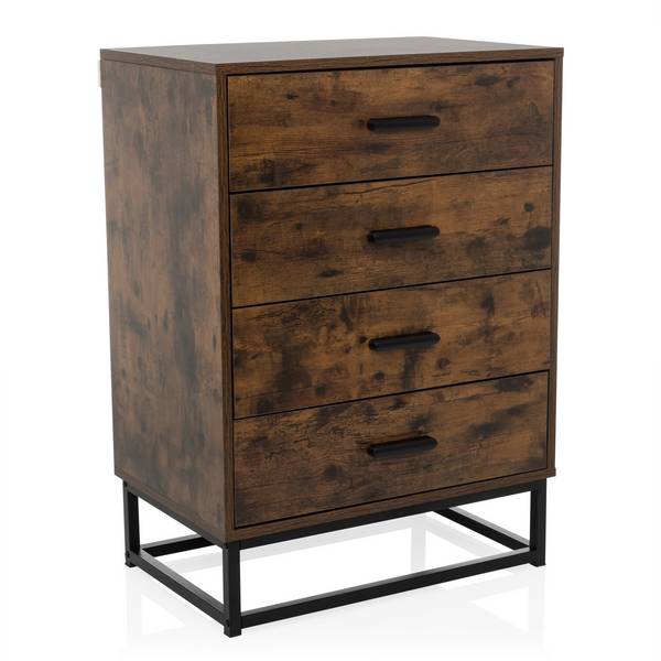 Sideboard Kommode VINSTRA 60x38,5x83,3 cm 4 Schubladen braun hjh LIVING