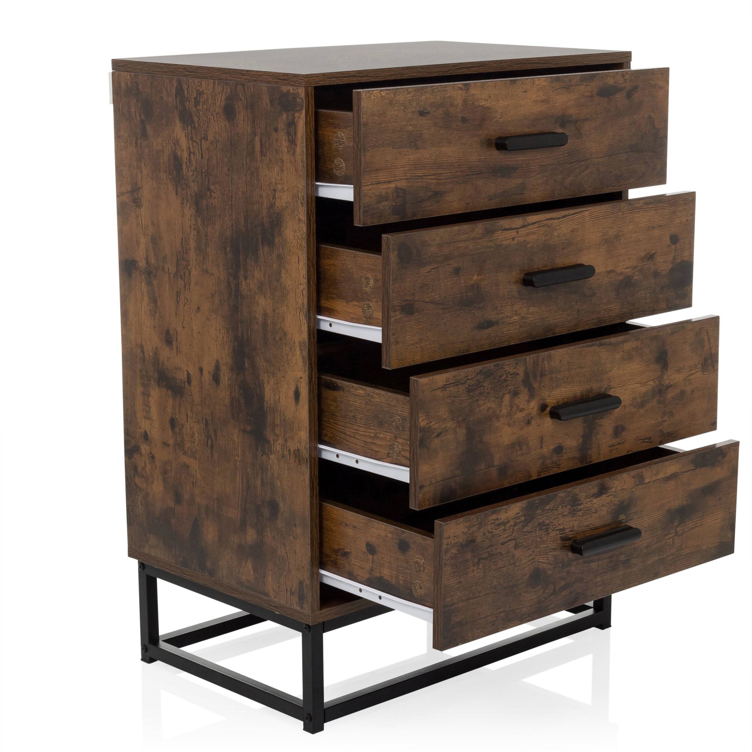 Sideboard Kommode VINSTRA 60x38,5x83,3 cm 4 Schubladen braun hjh LIVING-3