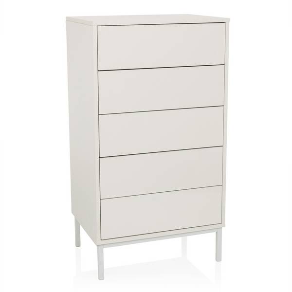 Sideboard Kommode BJORDAL 55x40x100 cm 5 Schubladen weiß hjh LIVING