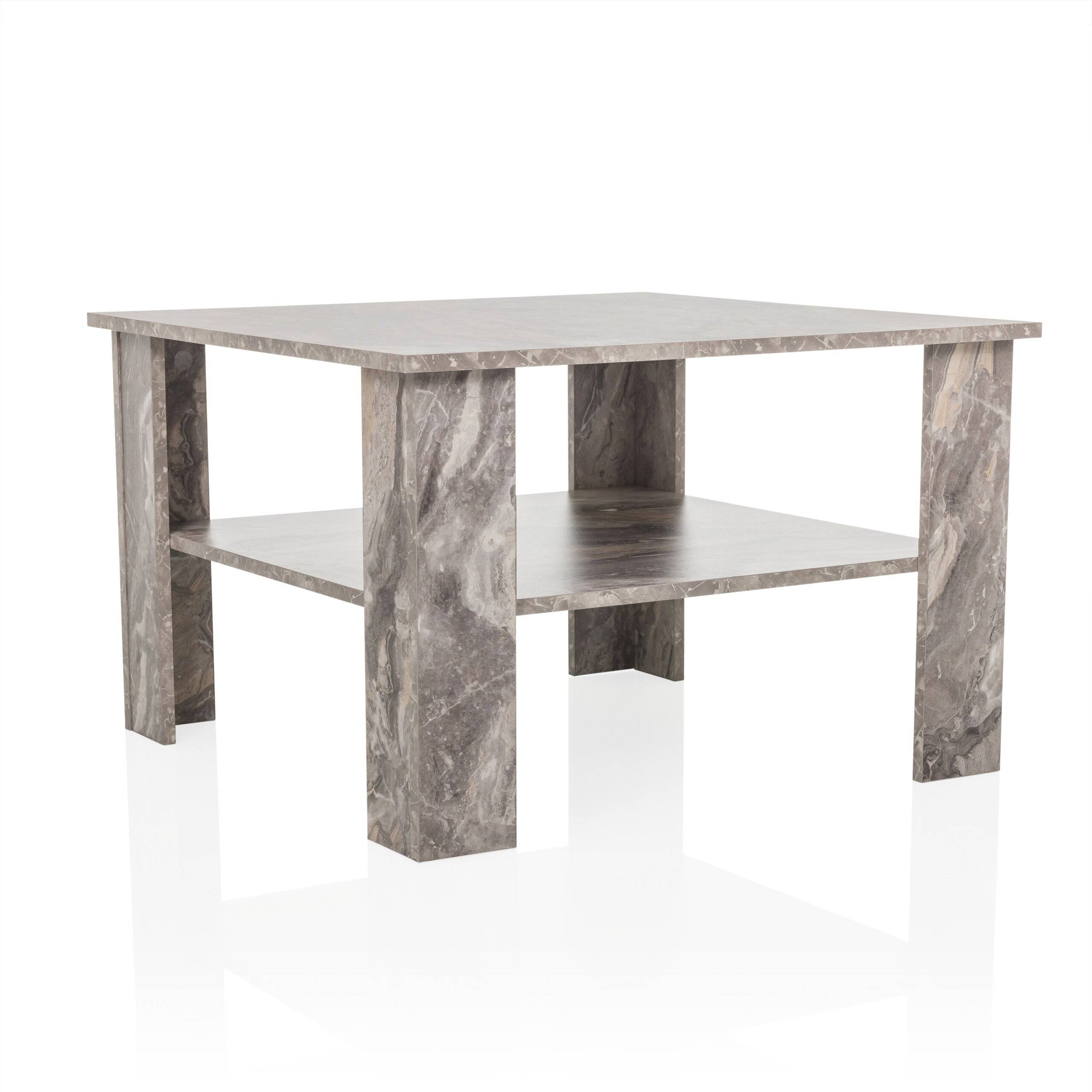 Beistelltisch Couchtisch Sofatisch BISMO 70x70 cm Mamoroptik grau hjh LIVING-0