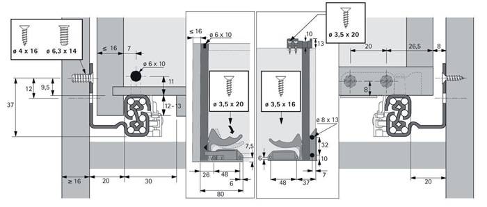 Vollauszug Quadro V6 Silent System 350mm Hettich-3