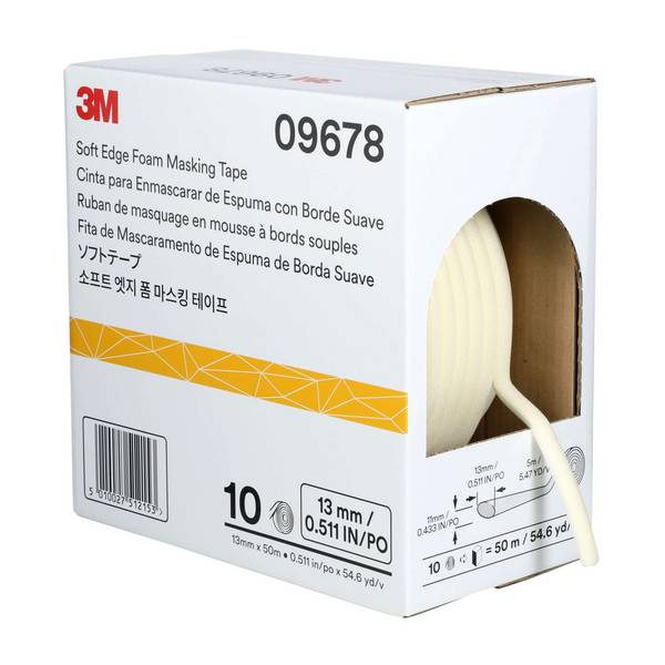 3M 09678 Soft Edge Foam Abdeckband, 50 m x 13 mm, weiss