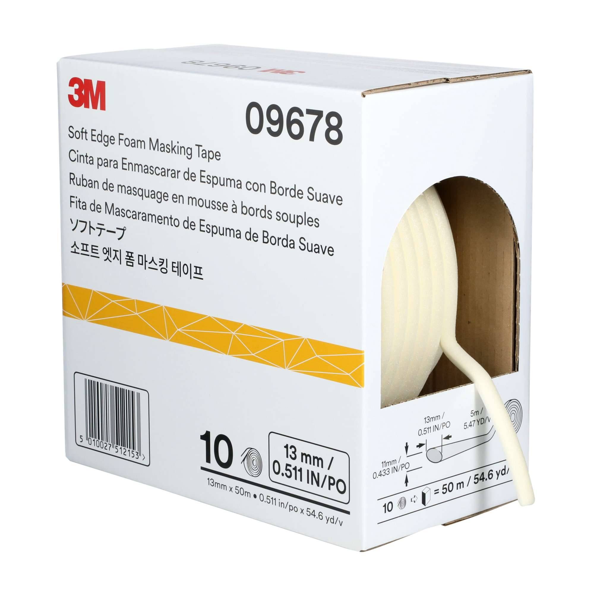 3M 09678 Soft Edge Foam Abdeckband, 50 m x 13 mm, weiss-0