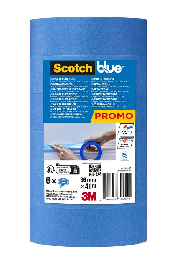 3M SotchBlue Malerabdeckband, Multisurface, 41 m x 36 mm, blau