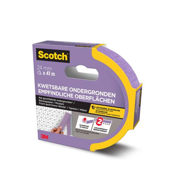 3M Scotch Abdeckband für empfindliche Oberflächen, 41 m x 36 mm, Violett