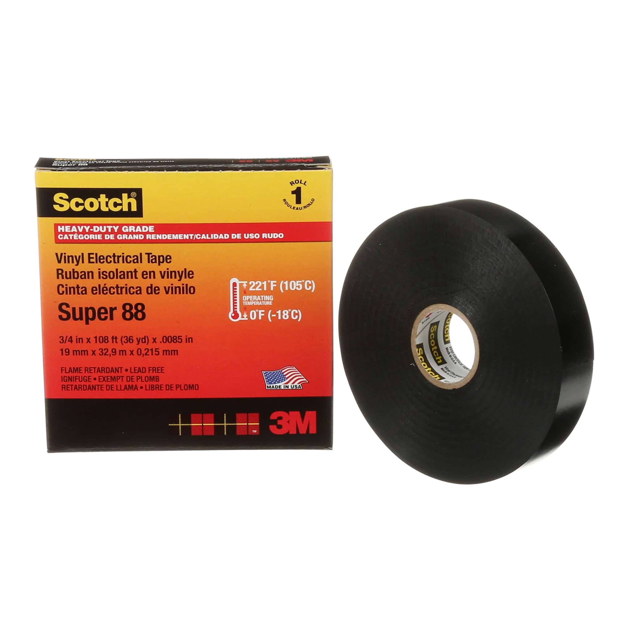 3M Scotch Super 88 Vinyl Elektro-Isolierband, 33 m x 19 mm, schwarz