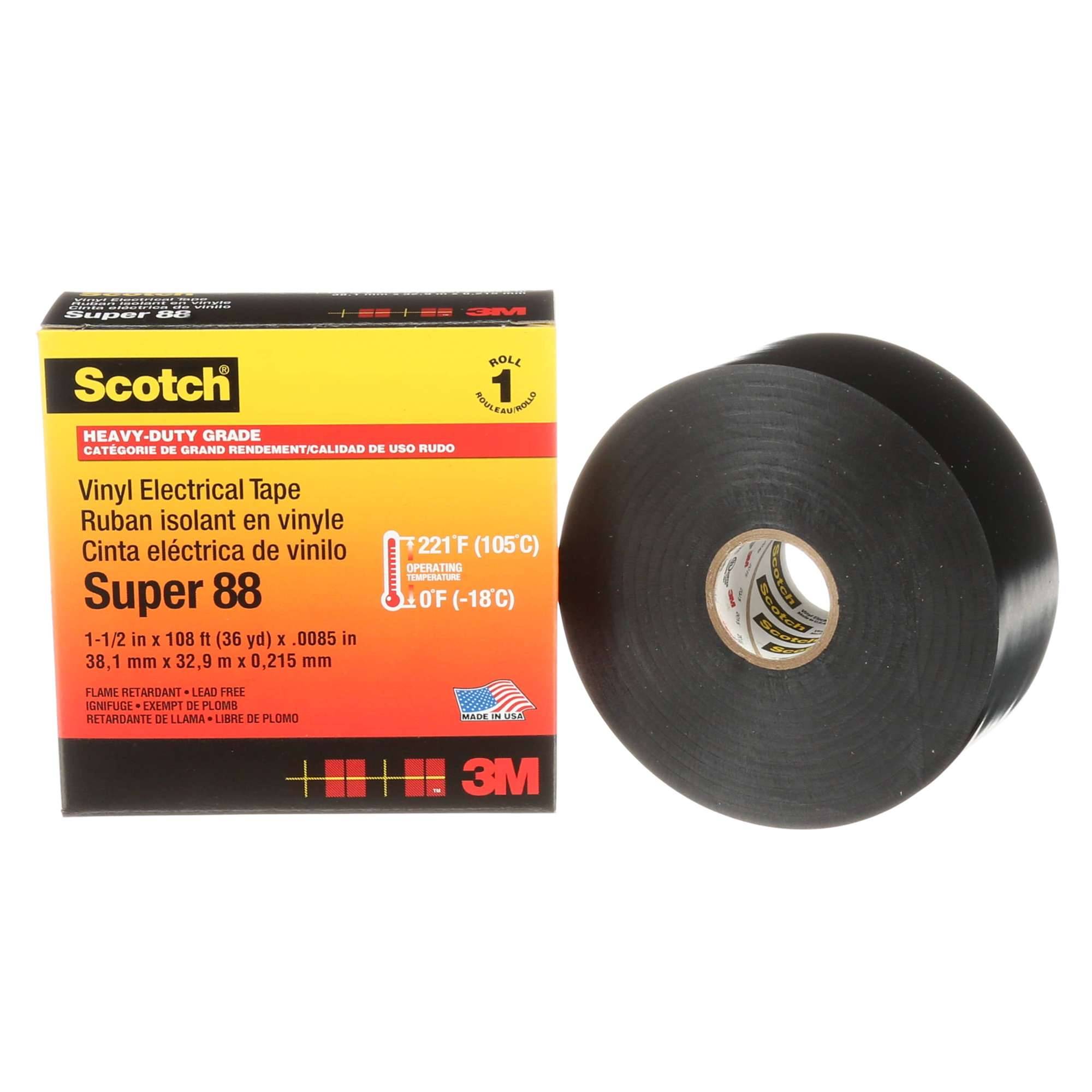 3M Scotch Super 88 Vinyl Elektro-Isolierband, 33 m x 38 mm, schwarz